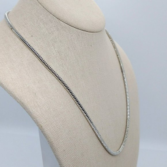 Vintage Diamond Cut Snake Chain Sterling Silver Women or Men Necklace - Picture 2 of 5
